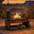 Courter 29" Rectangle Bronze Finish Steel Outdoor Fireplace with Log Storage