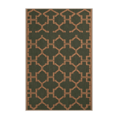 Machine Washable Trellis Brown Area Rug