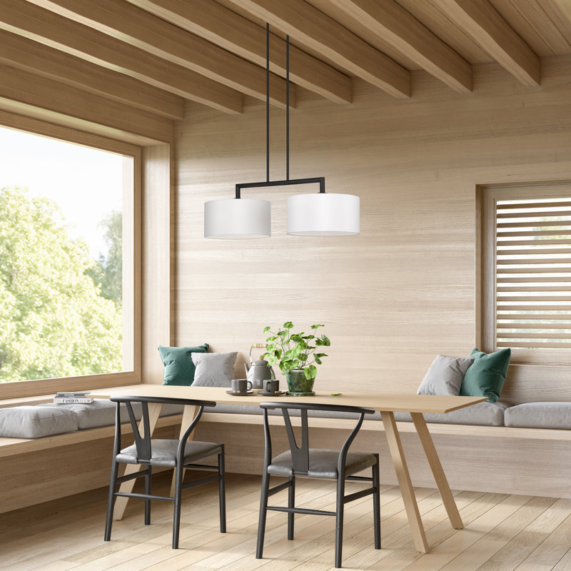 Grand lustre linéaire noir 2 lumières Ackley, Noir mat