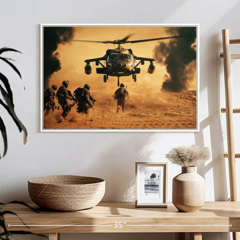 Bataille héliportée, Cadre flottant blanc, 13 po x 9 po