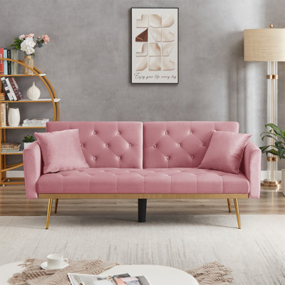 Kryssa Twin 70.7'' Velvet Convertible Sofa