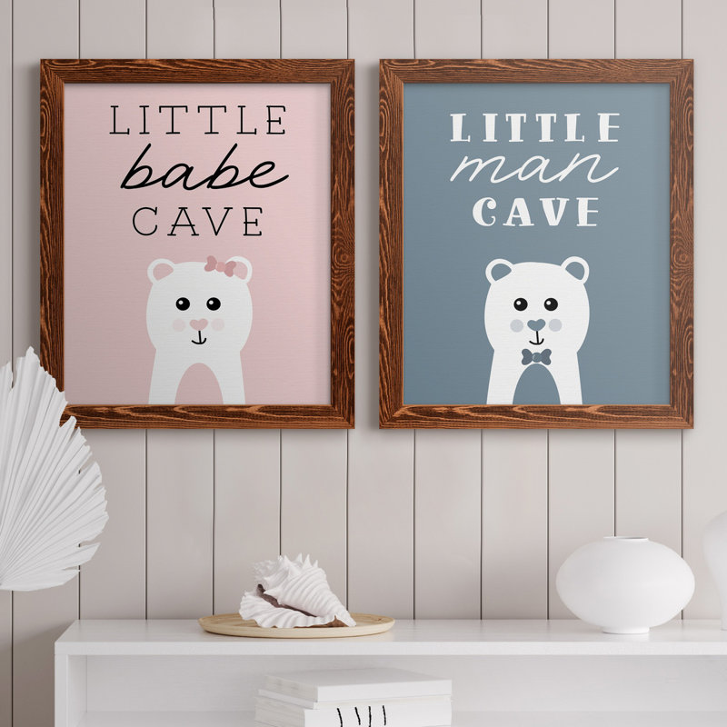 «Little Babe Cave», ensemble de 2 impressions, Pas de tapis, H 24 po x l 36 po x P 1,5 po, Toile avec cadre érable