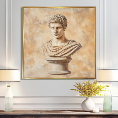 Art mural buste romain, toile sculpture classique, buste romain classique