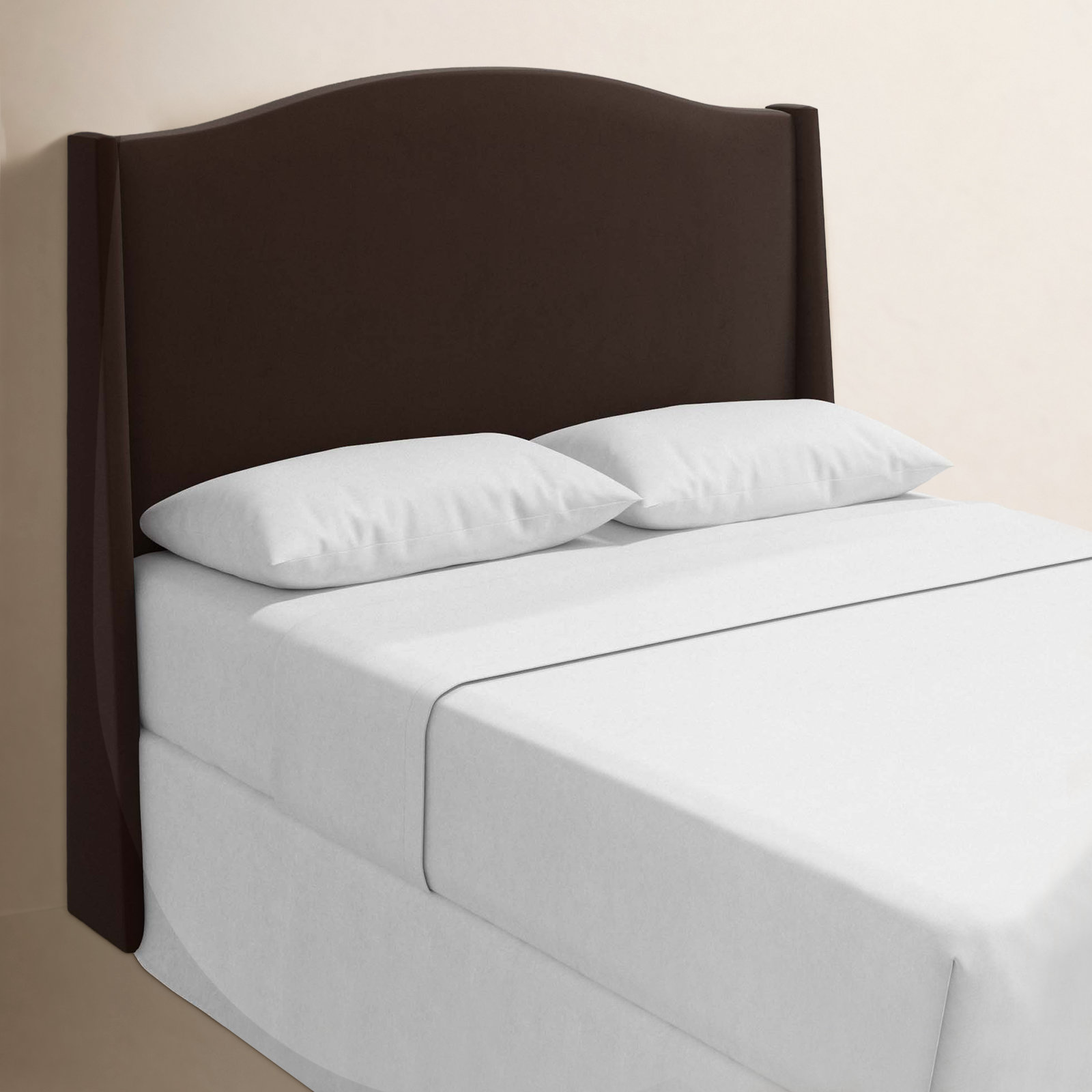 Byrd Upholstered Wingback Headboard, Queen, Classic Chocolate Velvet