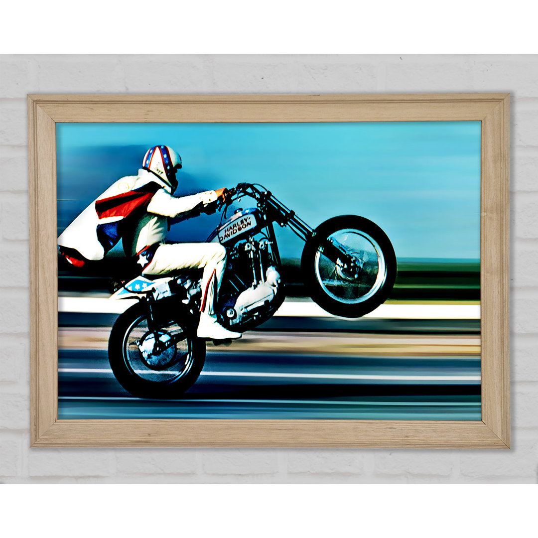 Evel Knievel Wheelie - Einzelner Bilderrahmen Kunstdrucke