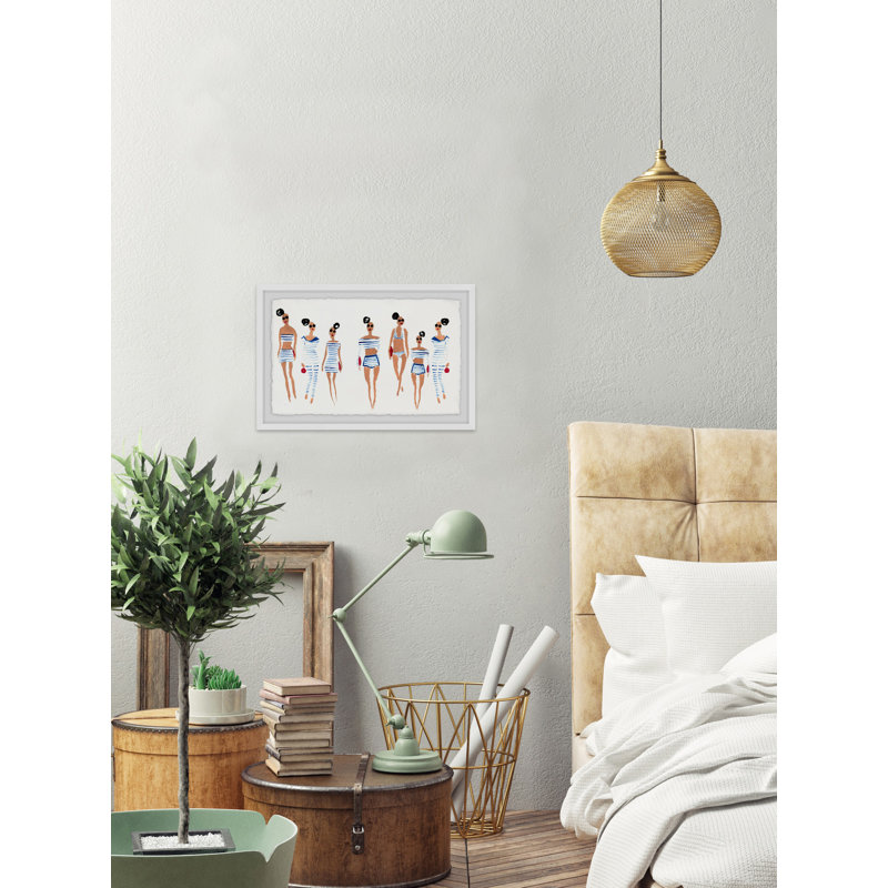 Blue and White Stripes 1 Piece Single Picture Frame Painting, 61 cm H x 91 cm W