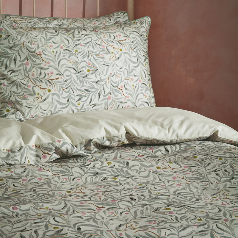 Cotton Floral Duvet Cover Set with Pillowcases Included, Double - 2 Standard Pillowcases, Green