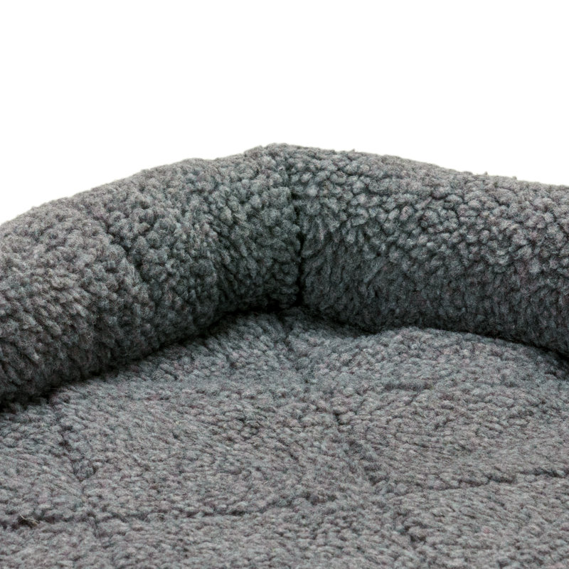 Faux Lambswool Crate Bolster Pet Bed, Medium (21" W x 30" D x 2.50" H), Gray