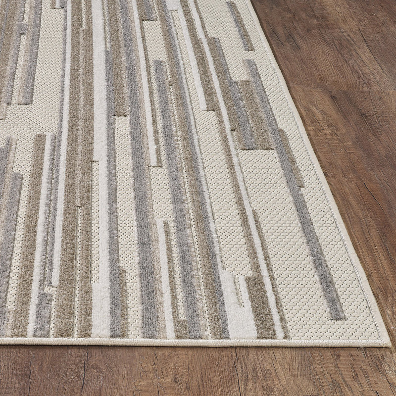 Tapis d'extérieur gris abstrait 2 pi x 4 pi résistant aux taches