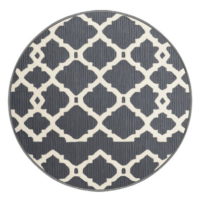 Machine Washable Trellis Gray Area Rug