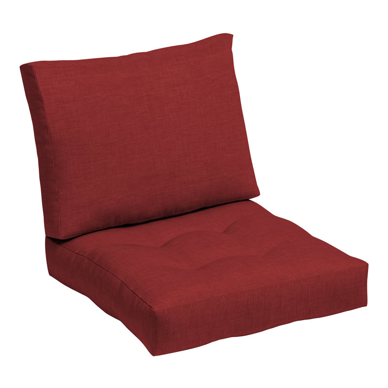 Ruby Red Polyester Outdoor Deep Seat Lounge Chair Cushion Set