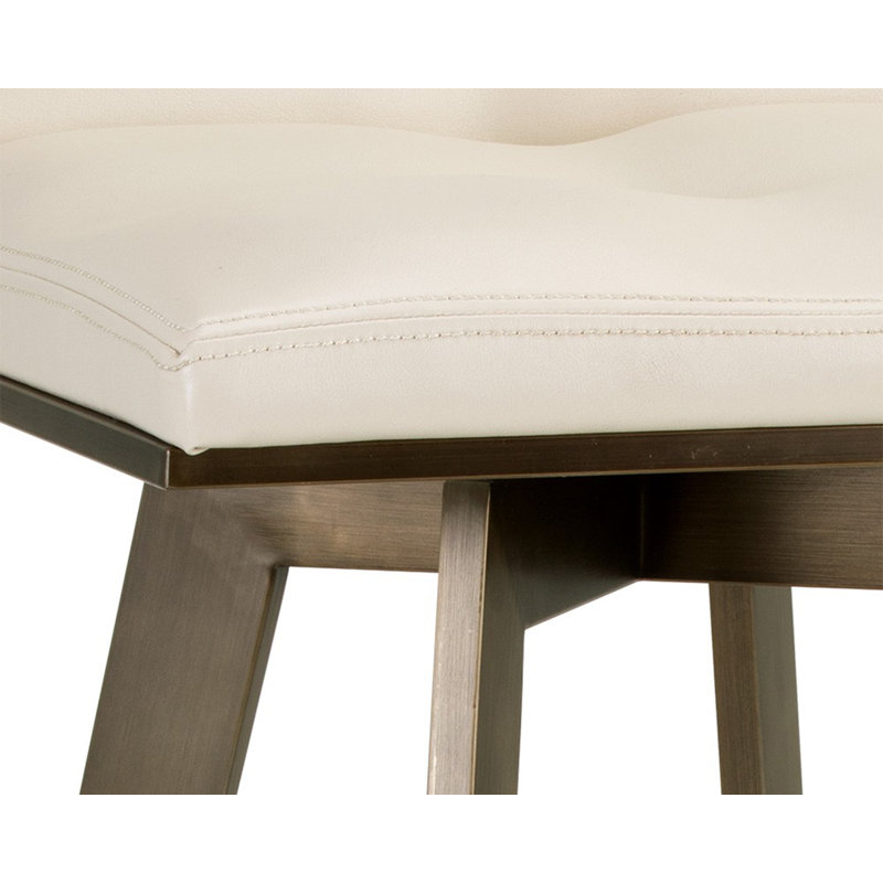Arizona Swivel Upholstered Stool with Metal Frame, Counter Stool (26" Seat Height), Stainless Steel, Cream