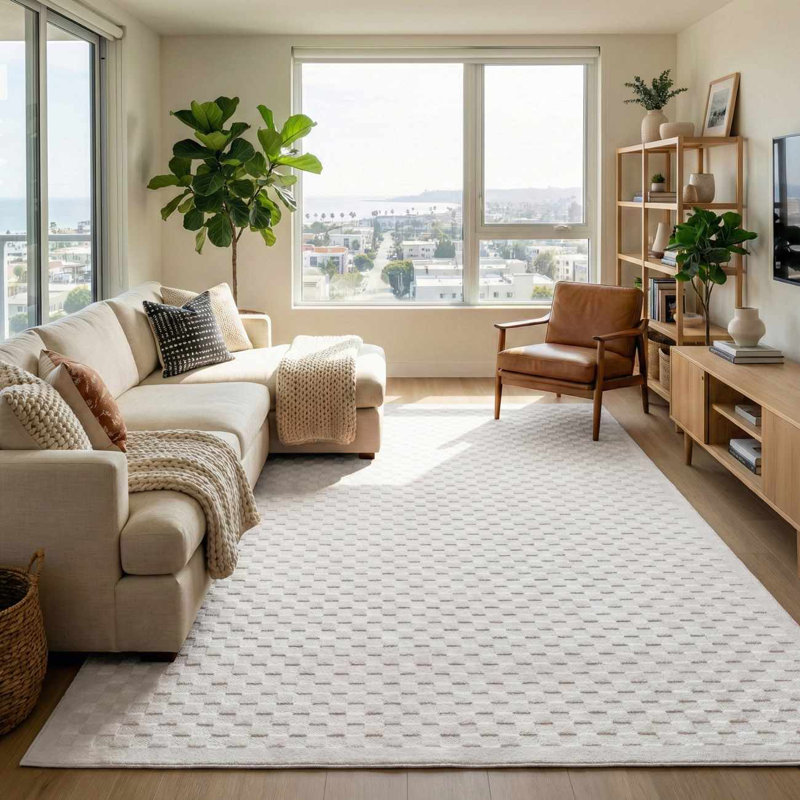 Tapis crème / blanc cassé Chaki Duggans, Crème / blanc cassé, Rectangle 7 pi 10 po x 10 pi