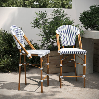 Indoor/Outdoor All-Weather Commercial Paris Chairs with Bamboo Print Frame