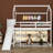 Twin Size House Loft Bed With Slide, Storage Shelves And Light, Bed Frame With Guardrail And Ladder, Climbing Ramp-2097751258