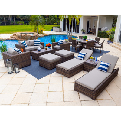 Ensemble de conversation en osier / rotin 14 personnes avec coussins Tuscany Collection Tuscany