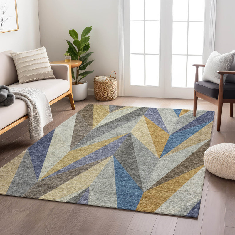 Machine Washable Indoor/Outdoor Corbin ACN2265 Geometric Rug, Rectangle 10' x 14'