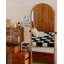 Armoire de rangement à revues rétro en bois avec miroir