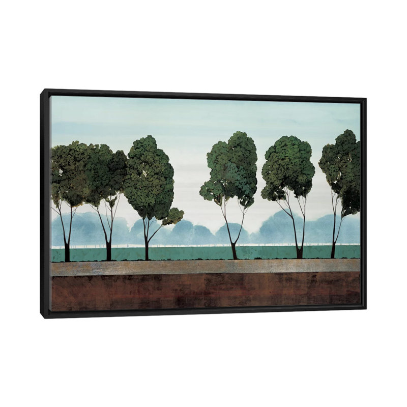 «Six Trees» par Robet Charon - impression sur toile tendue, H 18 po x l 26 po x P 1,5 po, Toile avec cadre noir, Pas de tapis