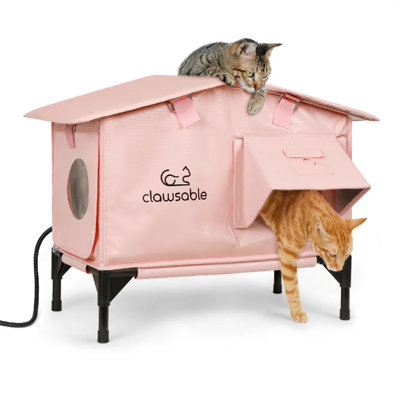 Clawsable Winter-Ready Heated Outdoor Cat Shelter With Flip-Up Roof And Warming Pad
