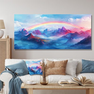 Arc-en-ciel au-dessus des montagnes - art mural arc-en-ciel