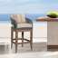 Hareton Outdoor Counter or Bar Stool in Eucalyptus Wood with Gray Rope an Olefin Cushions-93692953