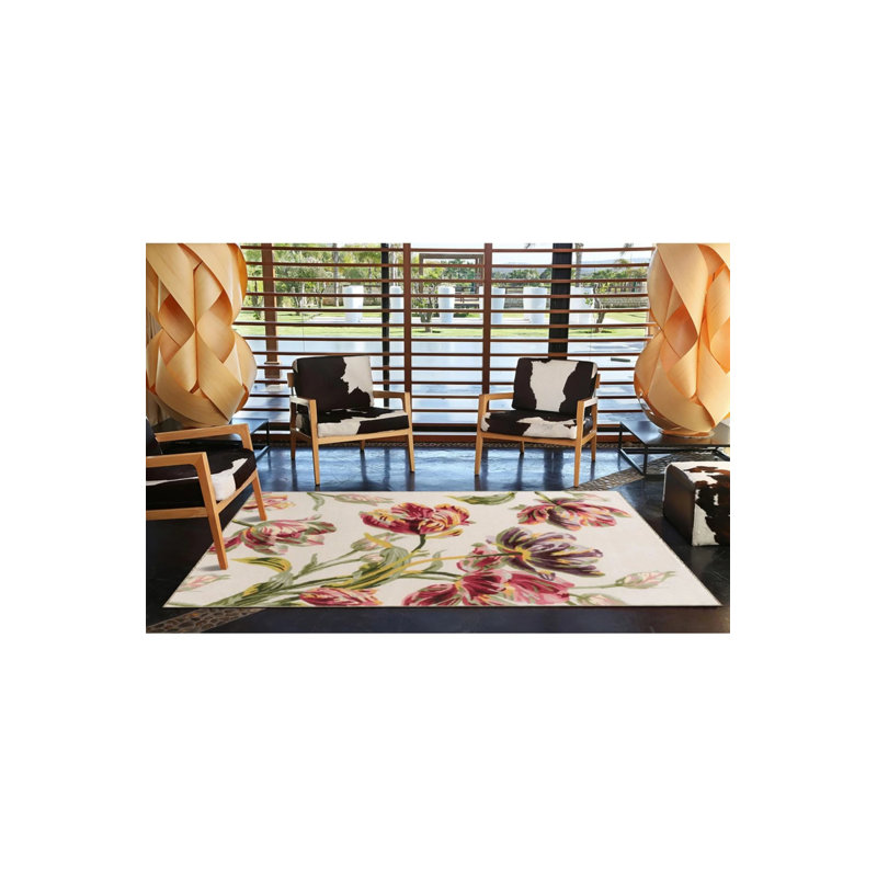Tapis tissé à motif de branches et de feuilles, Rectangle 2 pi 6 po x 5 pi
