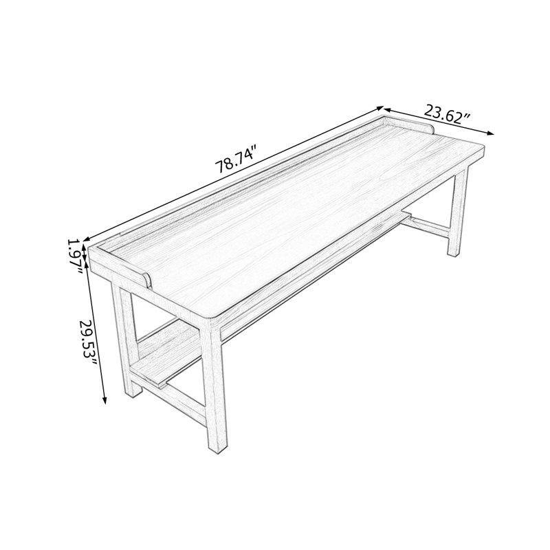 Tan Rectangular Solid Wood desk, 29.6" H x 78.8" W x 23.7" D