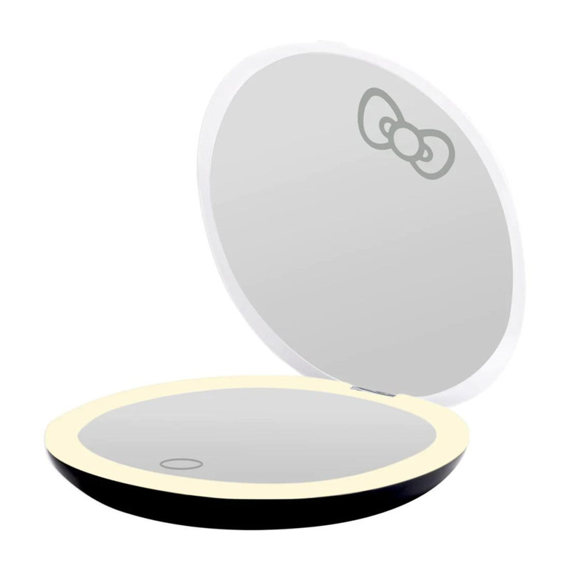 Feliciana Hello Kitty The Stripe Compact Mirror with LED Light, Travel Makeup Mirror with Magnification