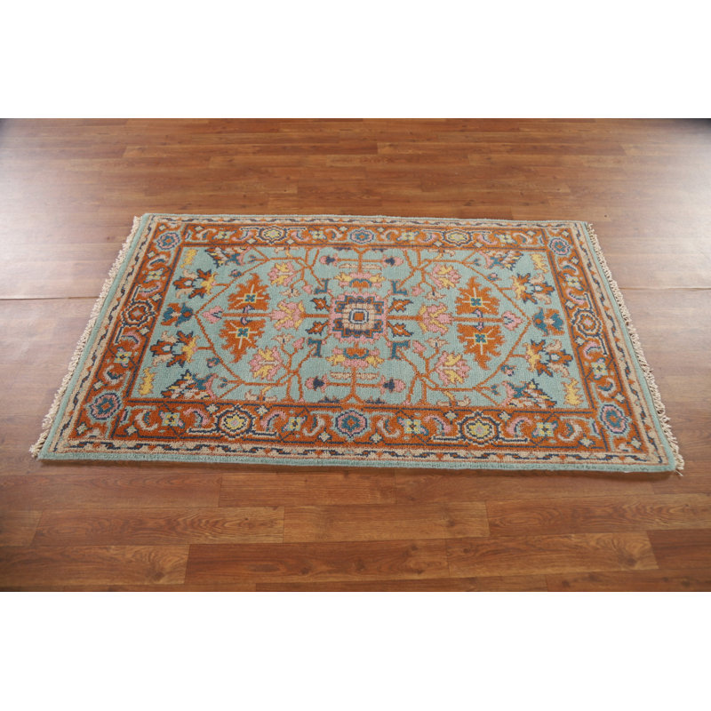 Tapis indien turquoise Oushak 3 x 5