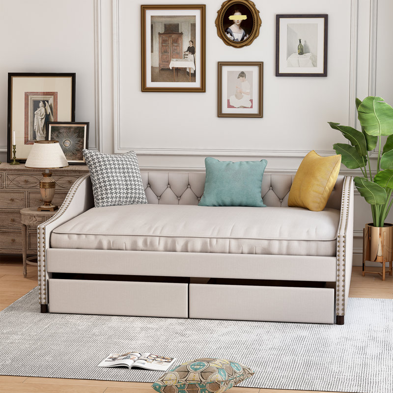 Upholstered Daybed, Beige
