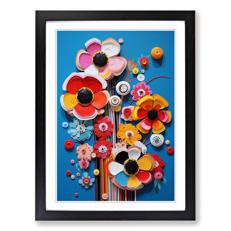 Floral Art Constructivism Art - Framed Print, Black Framed, 64cm H x 46cm W