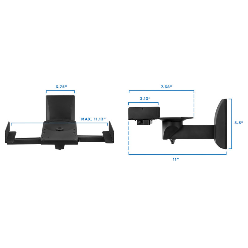 Mount-It! Speaker Wall Mounts, Pair of Universal Side Clamping Bookshelf Speaker Mounting Brackets