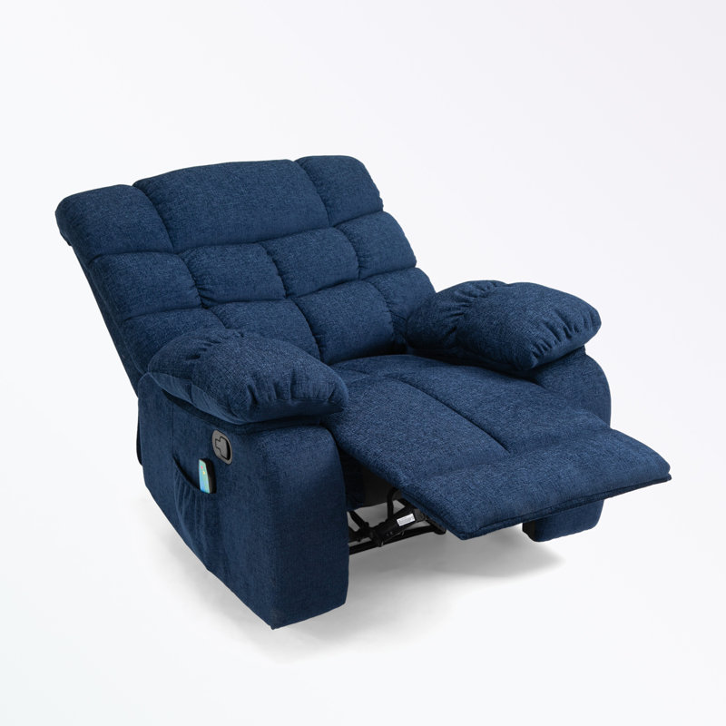 Teriona Recliner, Navy Blue Fabric