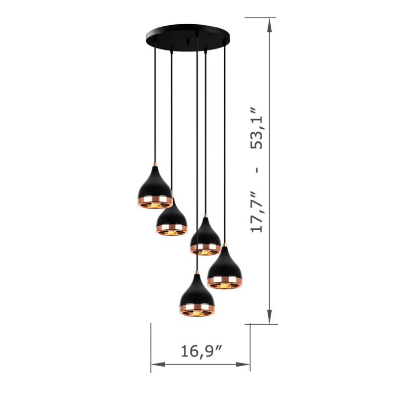 Luminaire suspendu conique à 5 lumières Julius