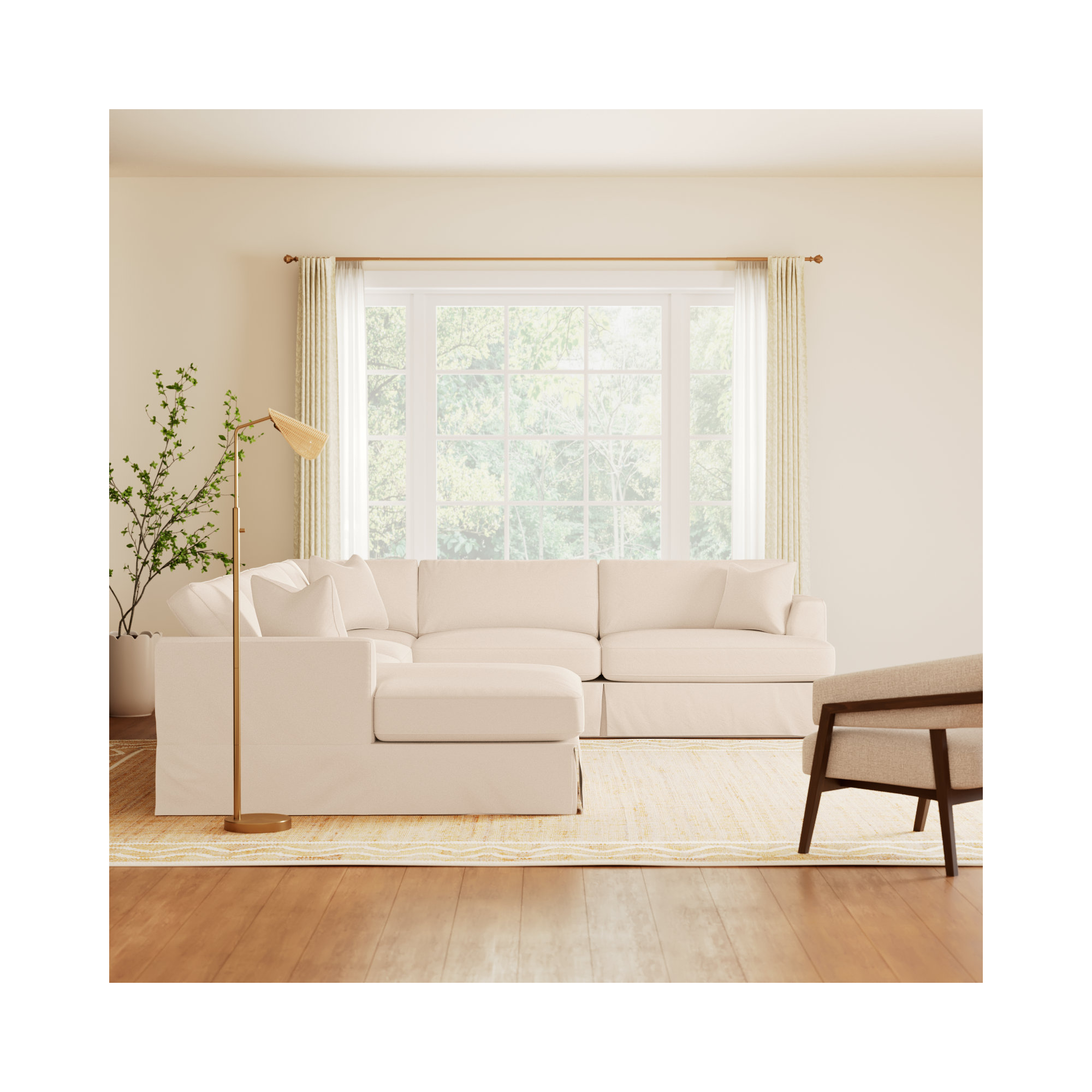 Lucia 5 - Piece Slipcovered Sectional, Classic Bleach White Twill, Left Hand Facing