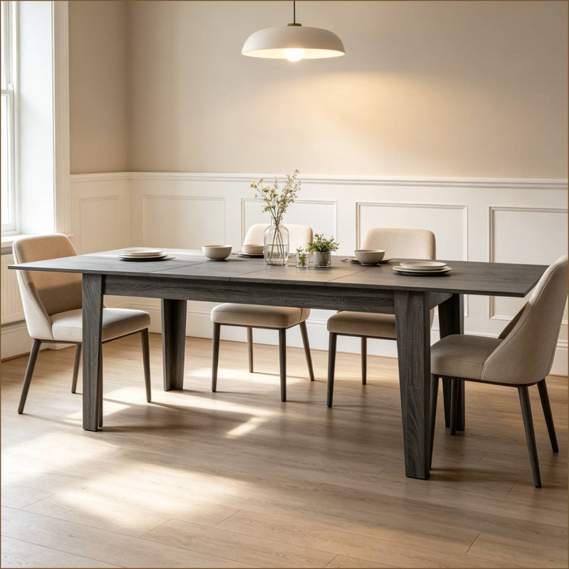 Grande table de salle à manger extensible de 71 à 106 po, Chêne foncé