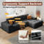 Canapé modulaire en L sans assemblage requis, canapé à assise profonde avec 3 coussins, revêtement en tissu doux-759528732