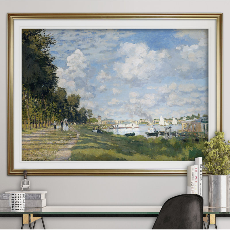 «Basin at Argenteuil» par Claude Monet, reproduction, Cadre doré, H 31 po x l 43 po x P 1,5 po