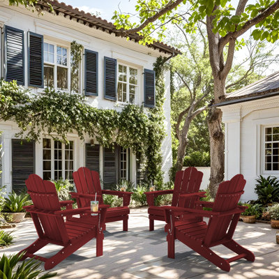 Ayanda HDPE Folding Adirondack Chair With Dual Cup Holder(Set Of 4)