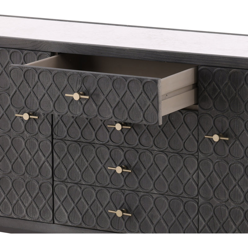  Stevens Charcoal Oak Marble Top Sideboard