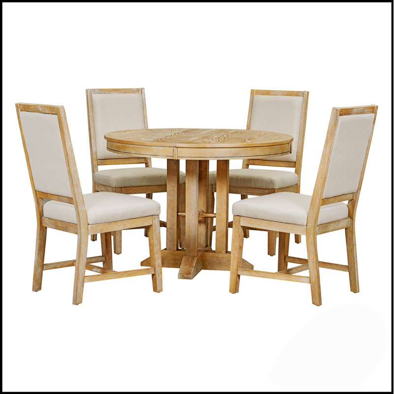 Ensemble de table de salle à manger extensible 5 pièces avec 4 chaises rembourrées, parfait pour les cuisines de campagne modernes et les salles à manger