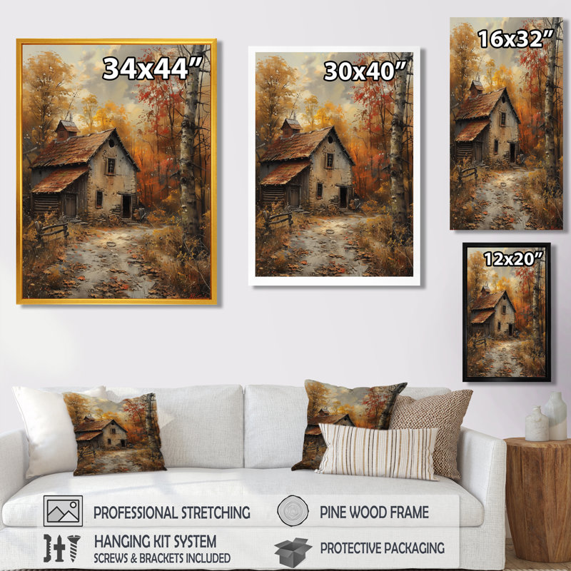 Décoration de grange d'automne brune rustique II - décoration murale grange, Toile tendue, H 20 po x l 12 po x P 1 po