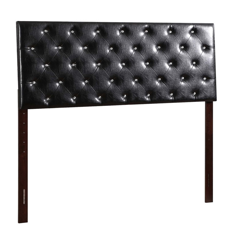 Structure de lit moderne avec tête de lit pour la chambre à coucher, Noir, Double