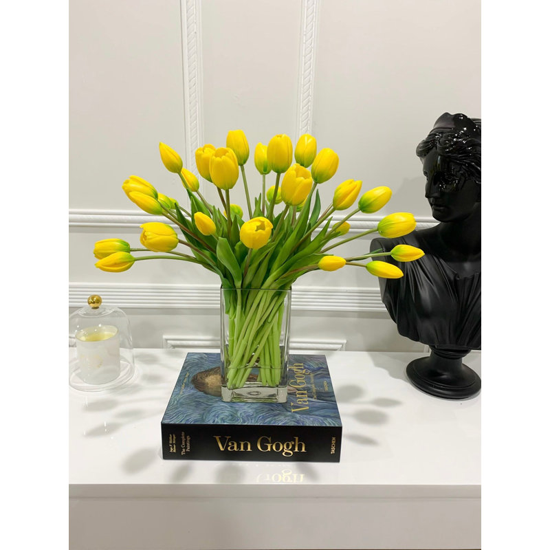 Large Faux Flower Real Touch Yellow Tulip Arrangement