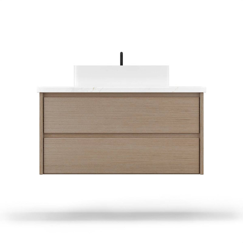 Gilded Two-Drawer Single Bath Floating Vanity, Natural Weathered, 42"