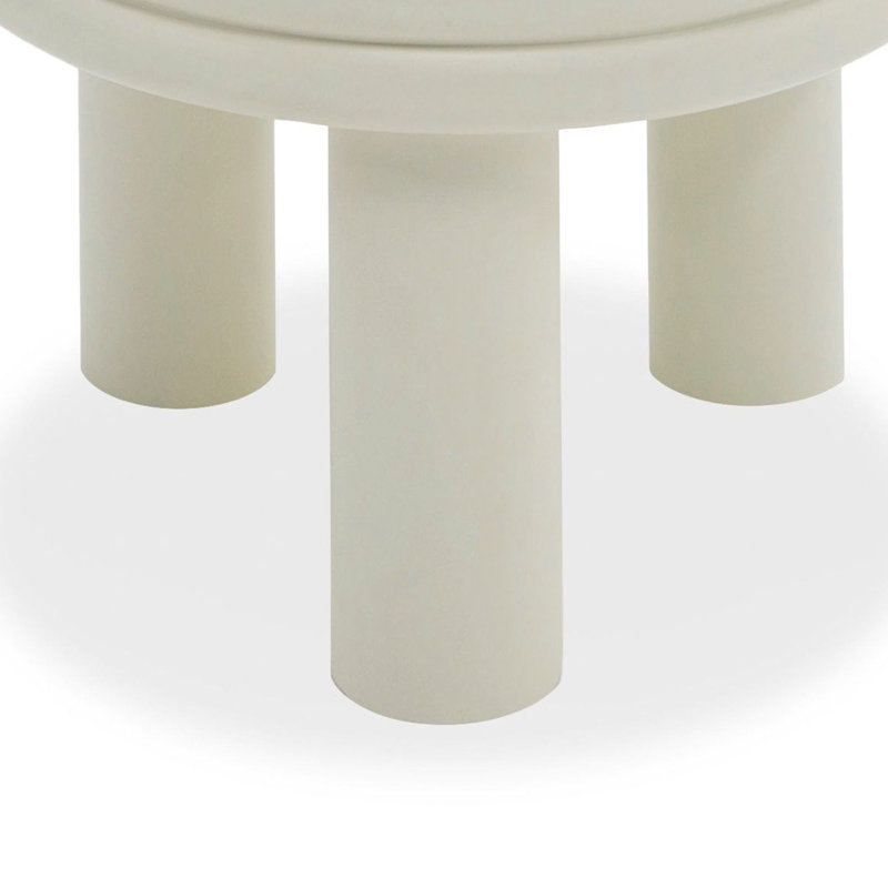 Table de bout latérale 20 po Cid Finley, conception à niveaux ronds, bois blanc brillant
