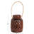 Handmade Terra-Cotta Lantern With Cut-Outs And Rattan Wrapped Handle, Reactive Glaze