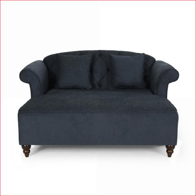 Sofas Double Chaise Lounge with Scroll Arms | Traditional Contemporary Style | Charcoal Fabric