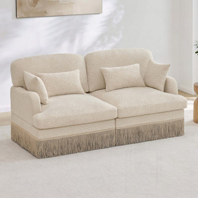 Comfy Chenille Loveseat Sofa with Leopard Print, Tassel Edge, Modular Design, Easy Assembly